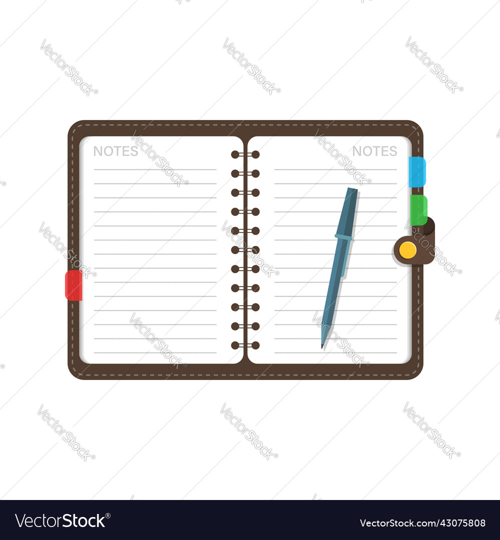 Diary icon in flat style notebook on isolated