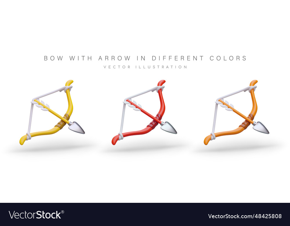 Drawn bow with arrow objects of different vector image Drawn bow with arrow objects of different