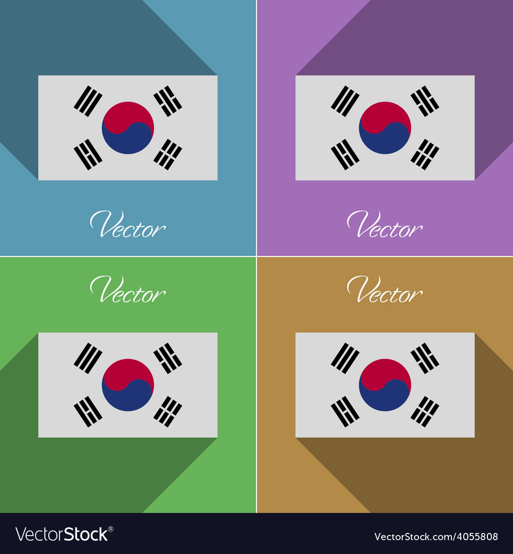 Flags korea south set of colors flat design