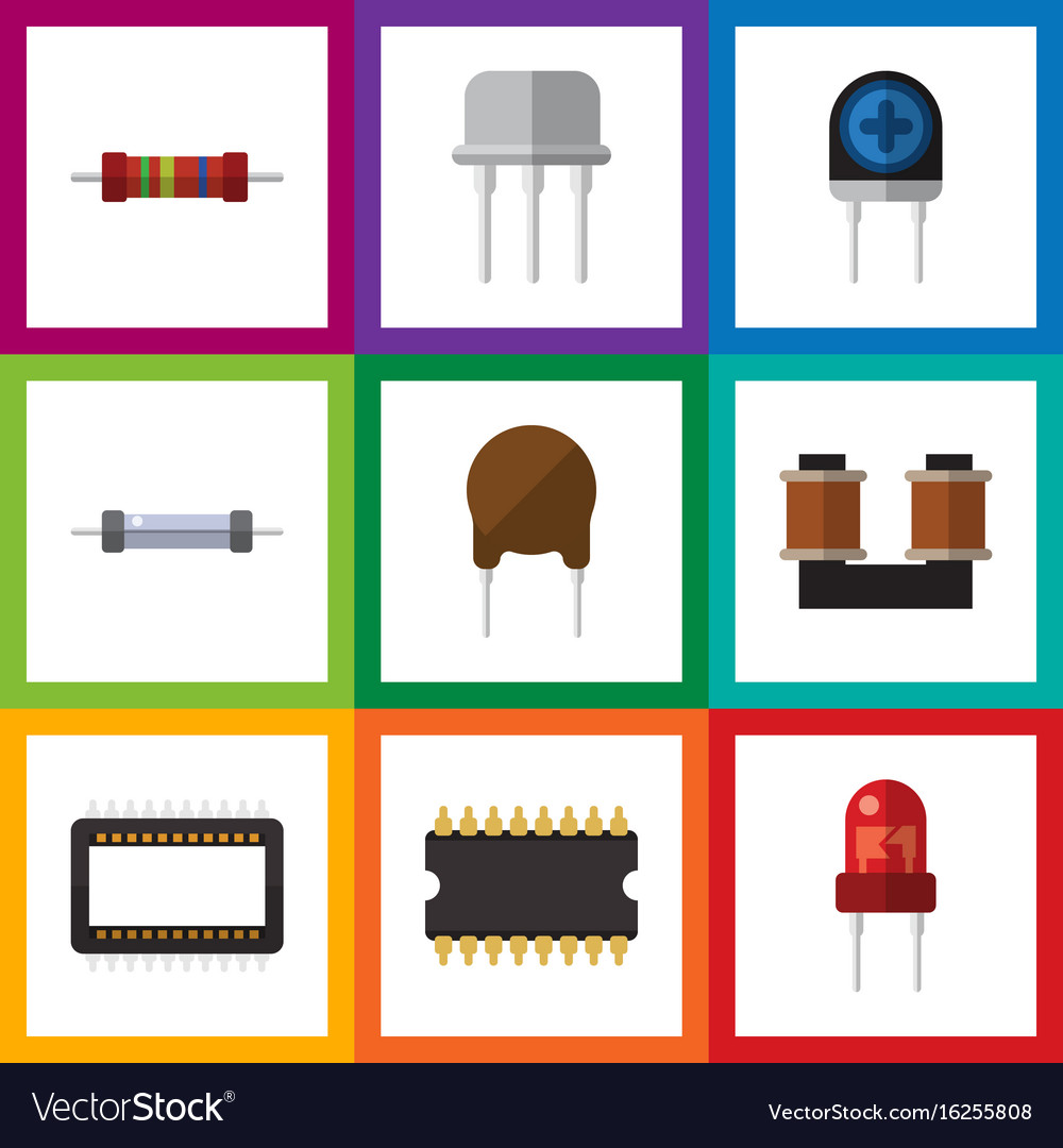 Flat icon appliance set of microprocessor
