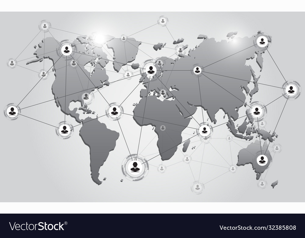 Global network connection world map abstract