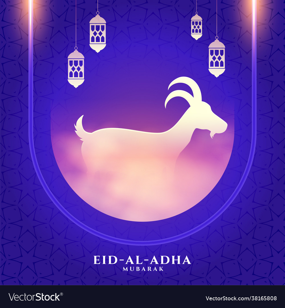 Islamic Eid Al Adha Festival Card With Goat Design