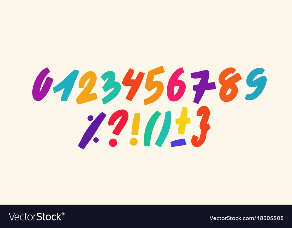 Numbers And Commonly Used Marks Symbols Royalty Free Vector