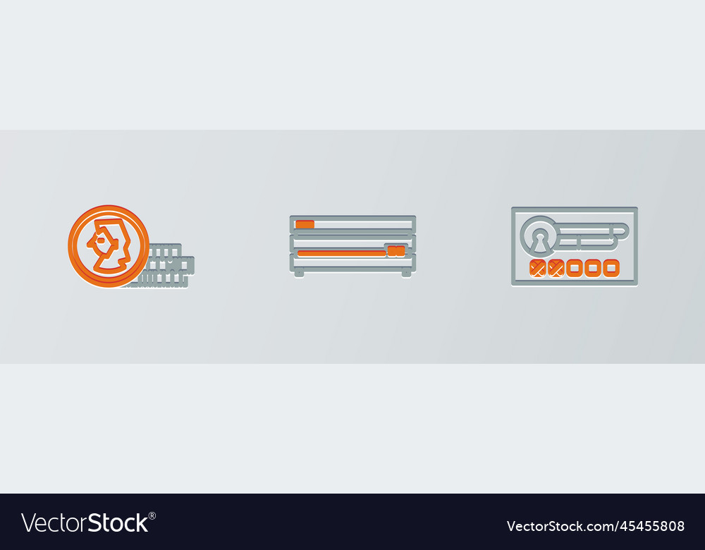 Set line create account screen coin for game vector image Set line create account screen coin for game