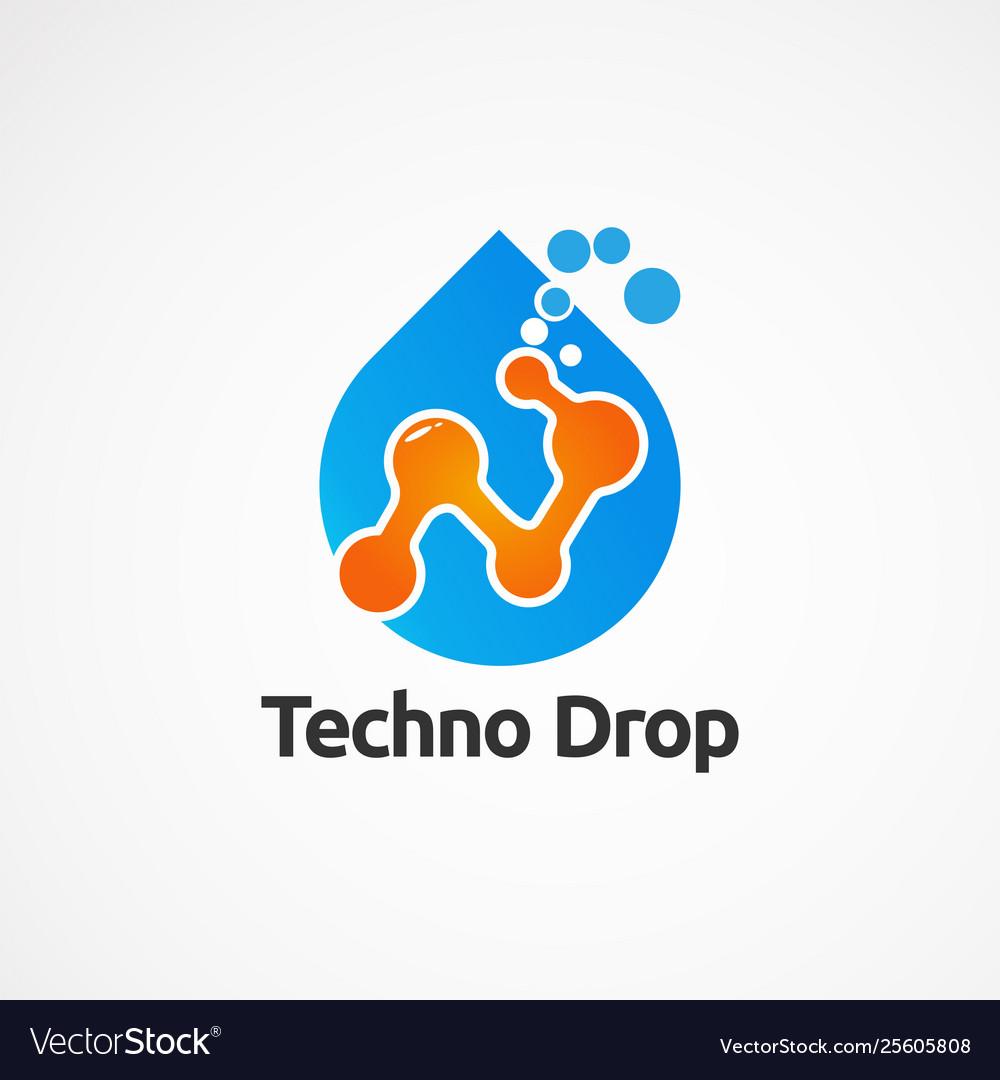 Techno drop with bubble logo icon element vector image Techno drop with bubble logo icon element