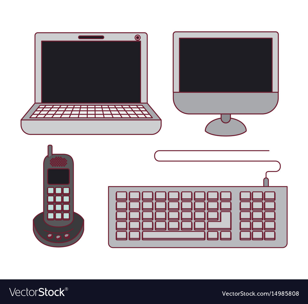 White background with color silhouette computer