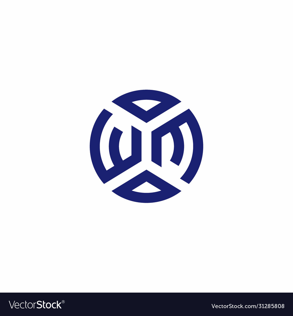 Wm monogram logo with abstract shapes in modern