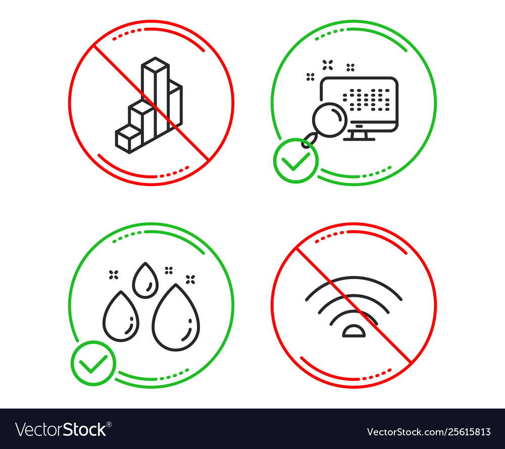 3d chart search and water drop icons set wifi vector image 3d chart search and water drop icons set wifi