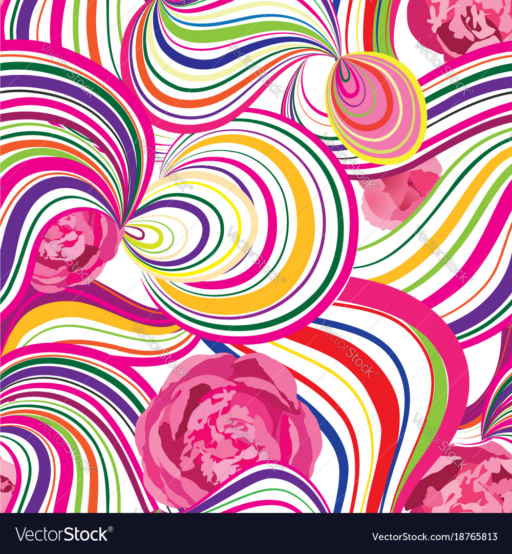 Abstract wave line and loops seamless pattern