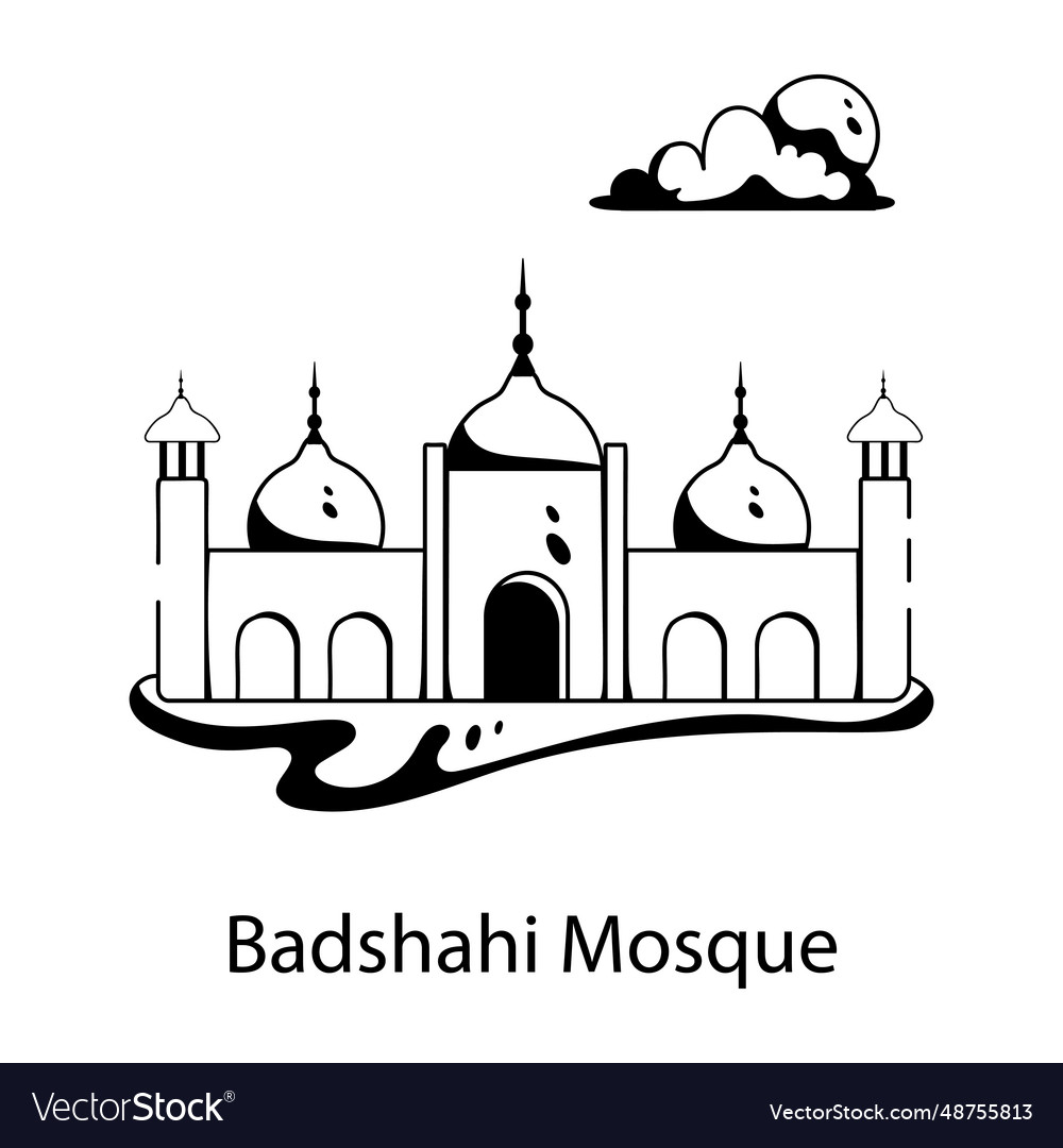 Badshahi mosque Royalty Free Vector Image - VectorStock