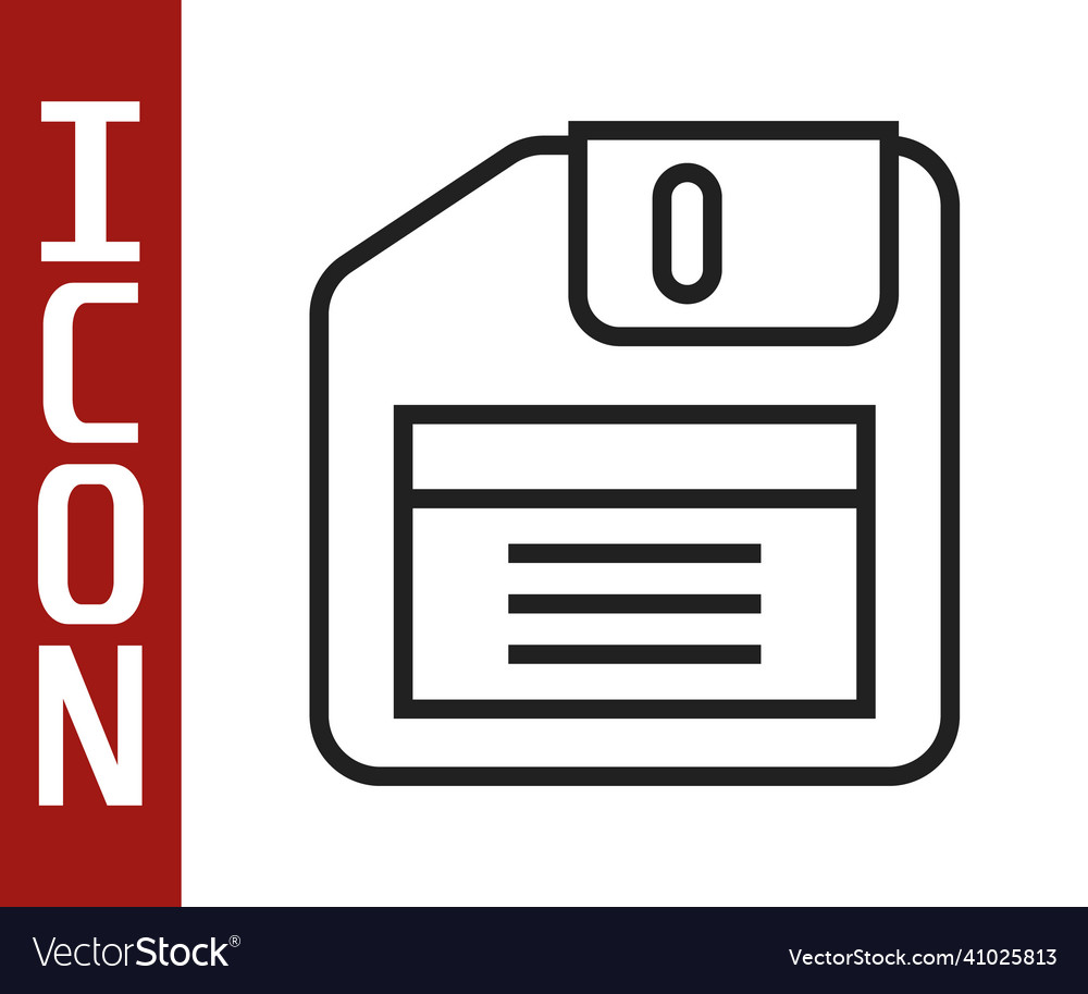 Black line floppy disk for computer data storage vector image Black line floppy disk for computer data storage
