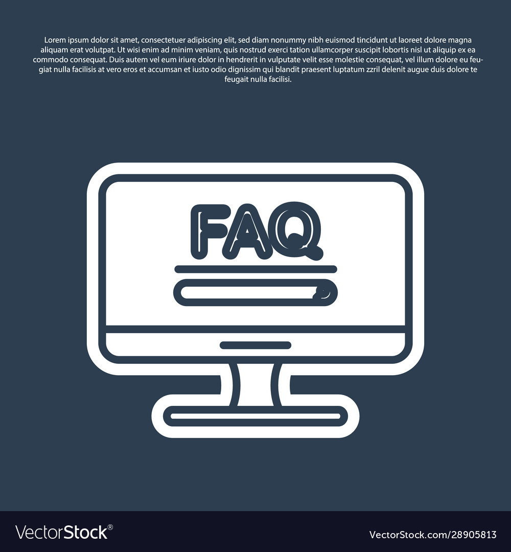 Blue line computer monitor with text faq