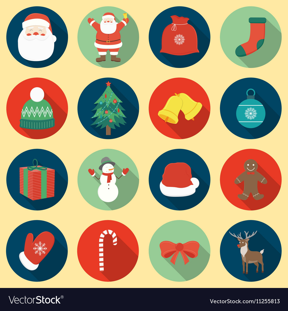 Christmas icons set flat design