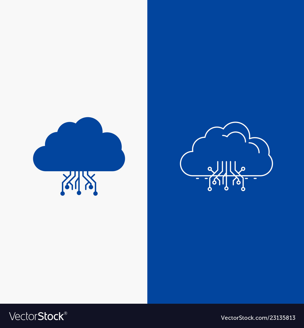Cloud computing data hosting network line vector image Cloud computing data hosting network line