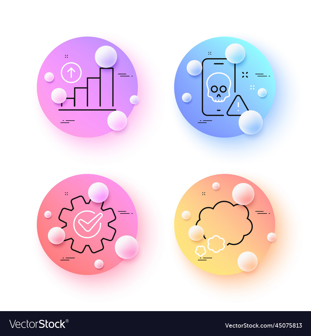 Cogwheel graph chart and talk bubble minimal line vector image Cogwheel graph chart and talk bubble minimal line