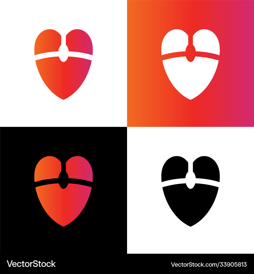 Computer mouse and heart logo design love symbol Vector Image
