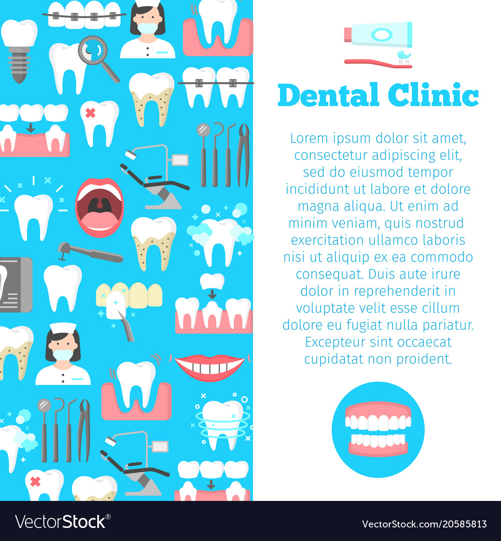 Dental Clinic Line Icons Banner Royalty Free Vector Image