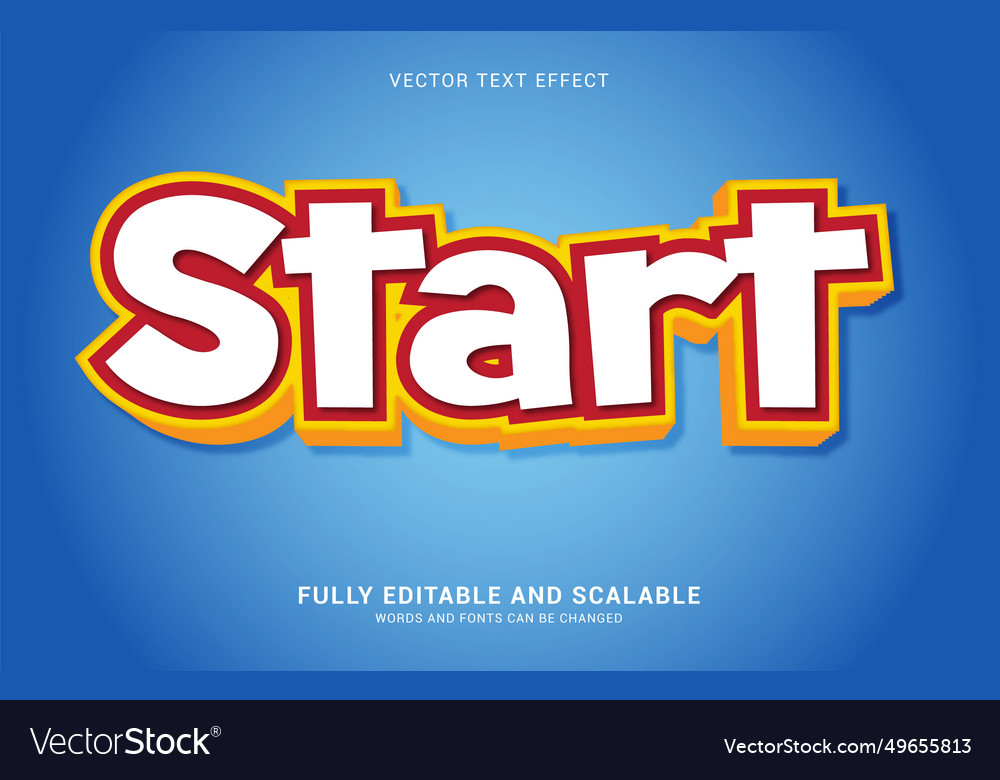 Editable text effect start style