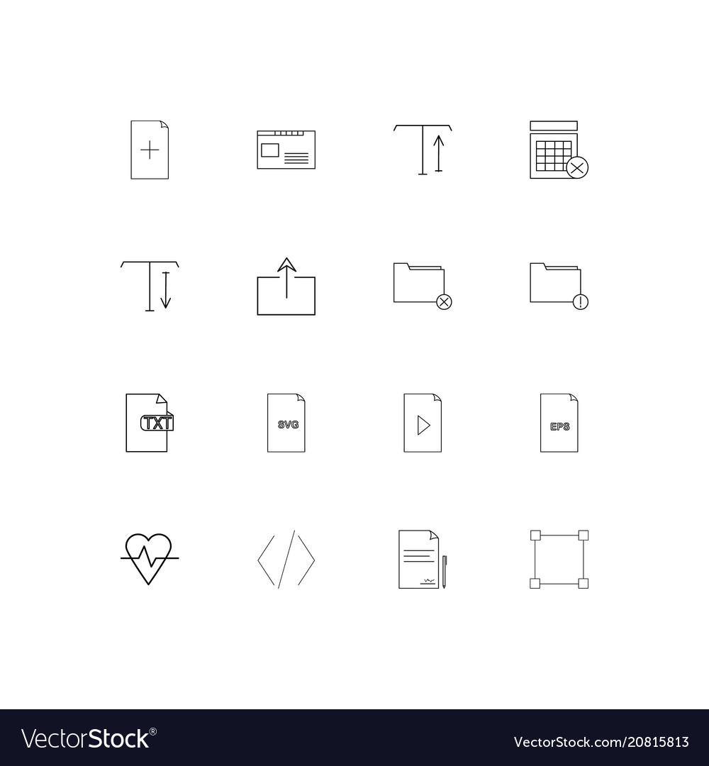 Files and folders sign linear thin icons set