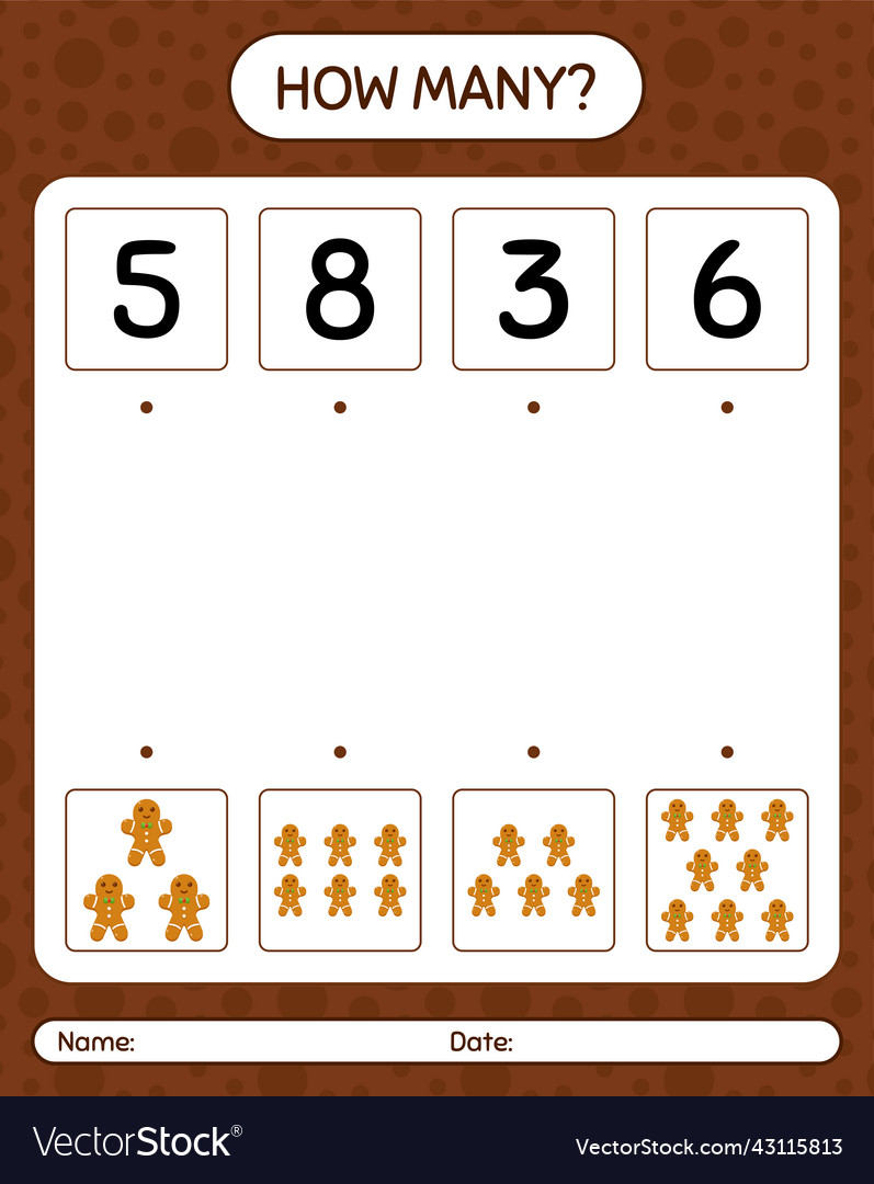 How many counting game with gingerbread cookie Vector Image How many counting game with gingerbread cookie