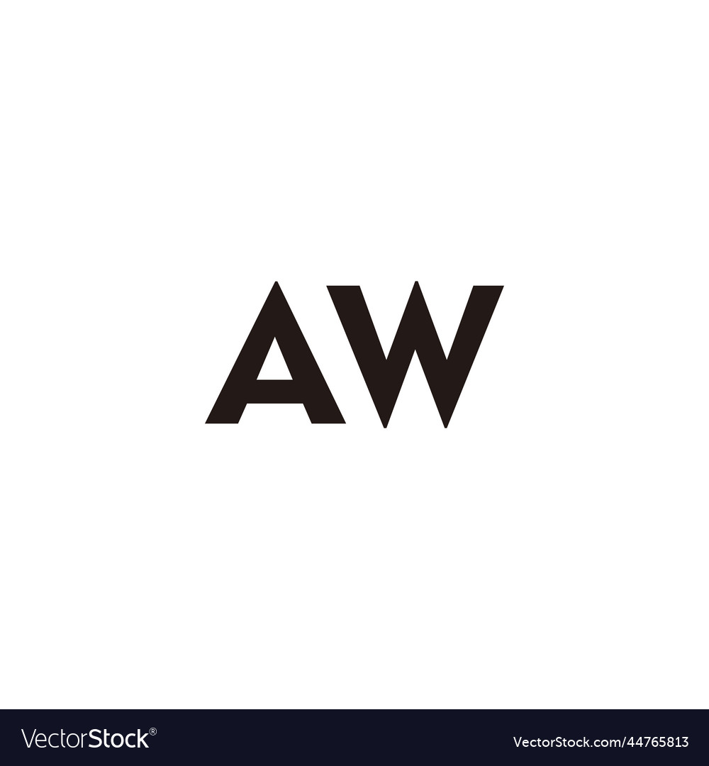 Letter aw outline geometric symbol simple logo Vector Image