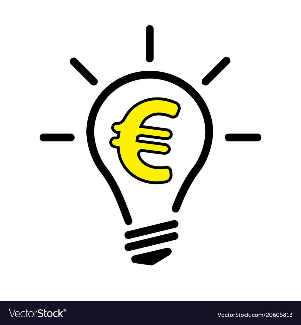 Light Bulb Lamp With Euro Currency Symbol Vector Image