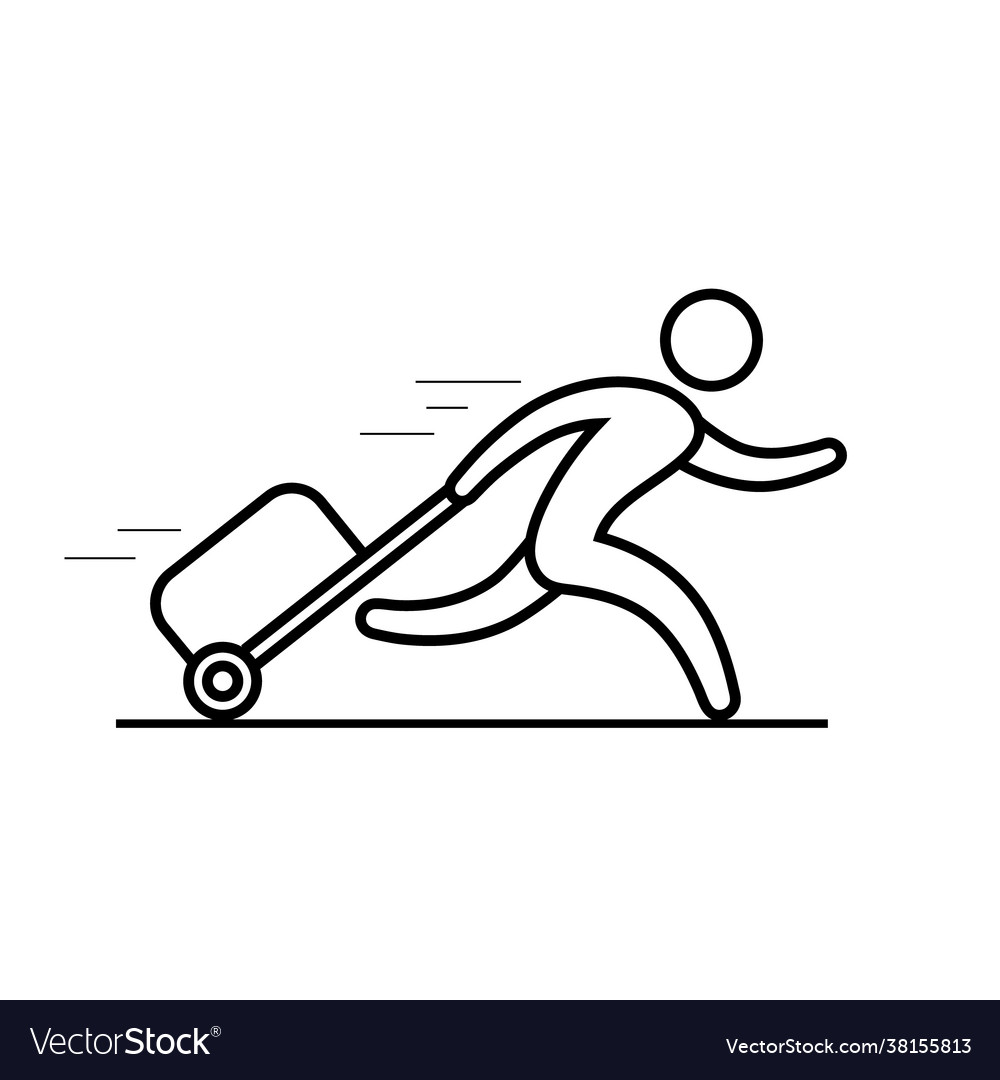 Man is running with a bag hurrying vector image Man is running with a bag hurrying