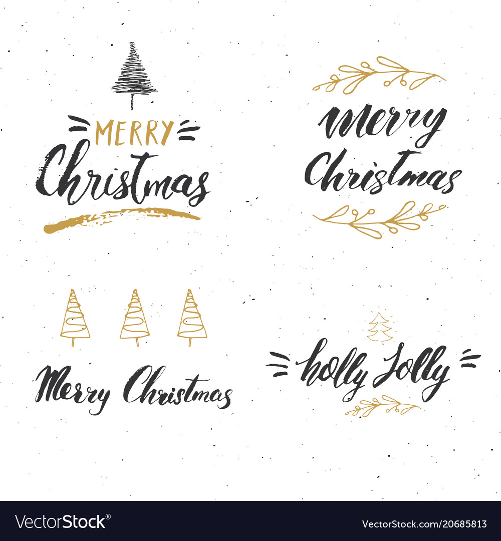 Merry christmas calligraphic letterings set vector image Merry christmas calligraphic letterings set