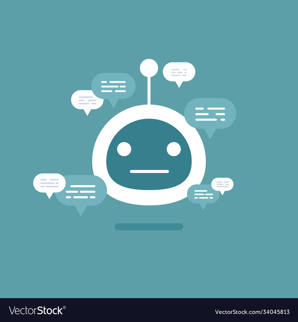 Modern flat chat bot with speech bubble