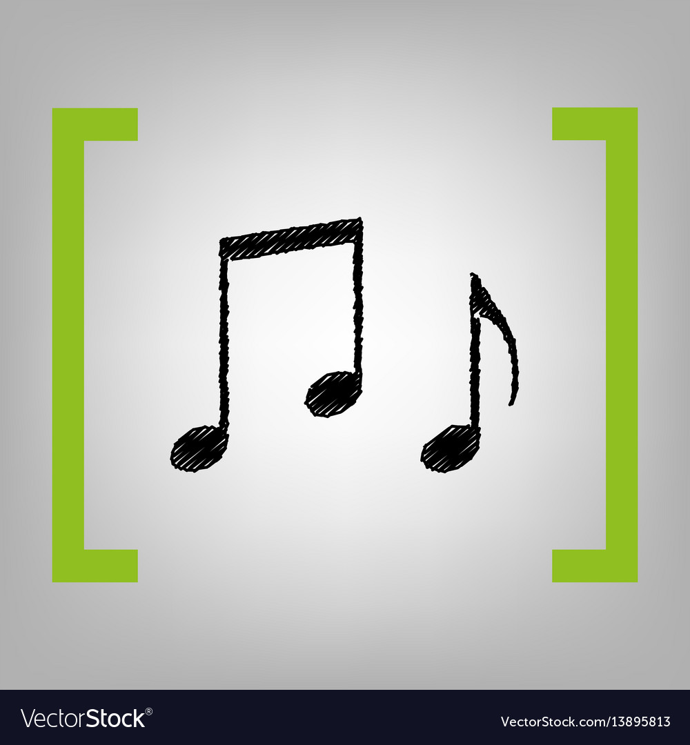 music notes sign black scribble icon in royalty free vector