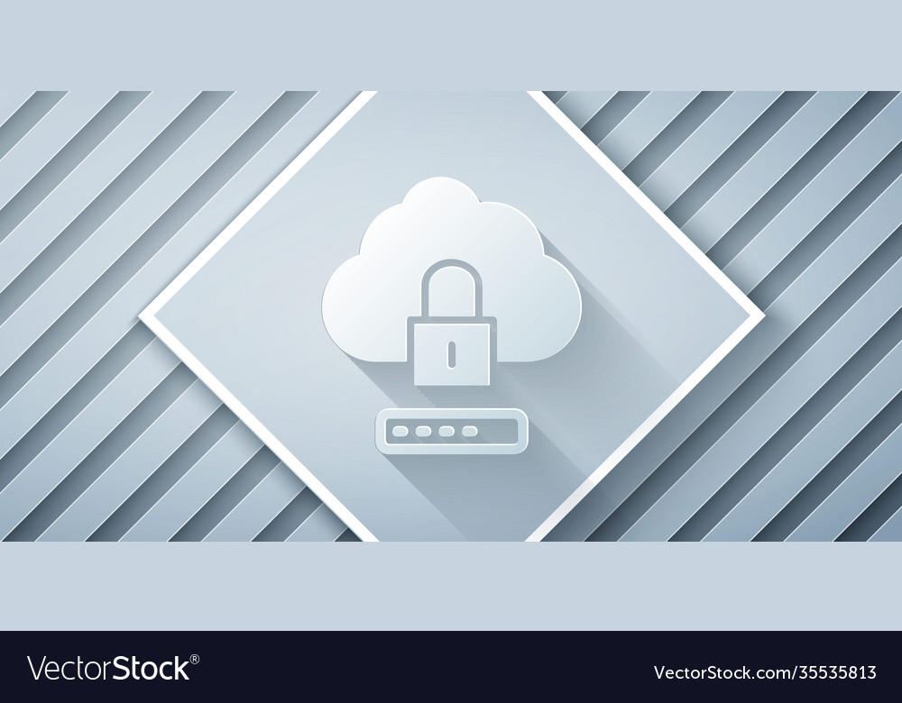 Paper cut cloud computing lock icon isolated vector image Paper cut cloud computing lock icon isolated