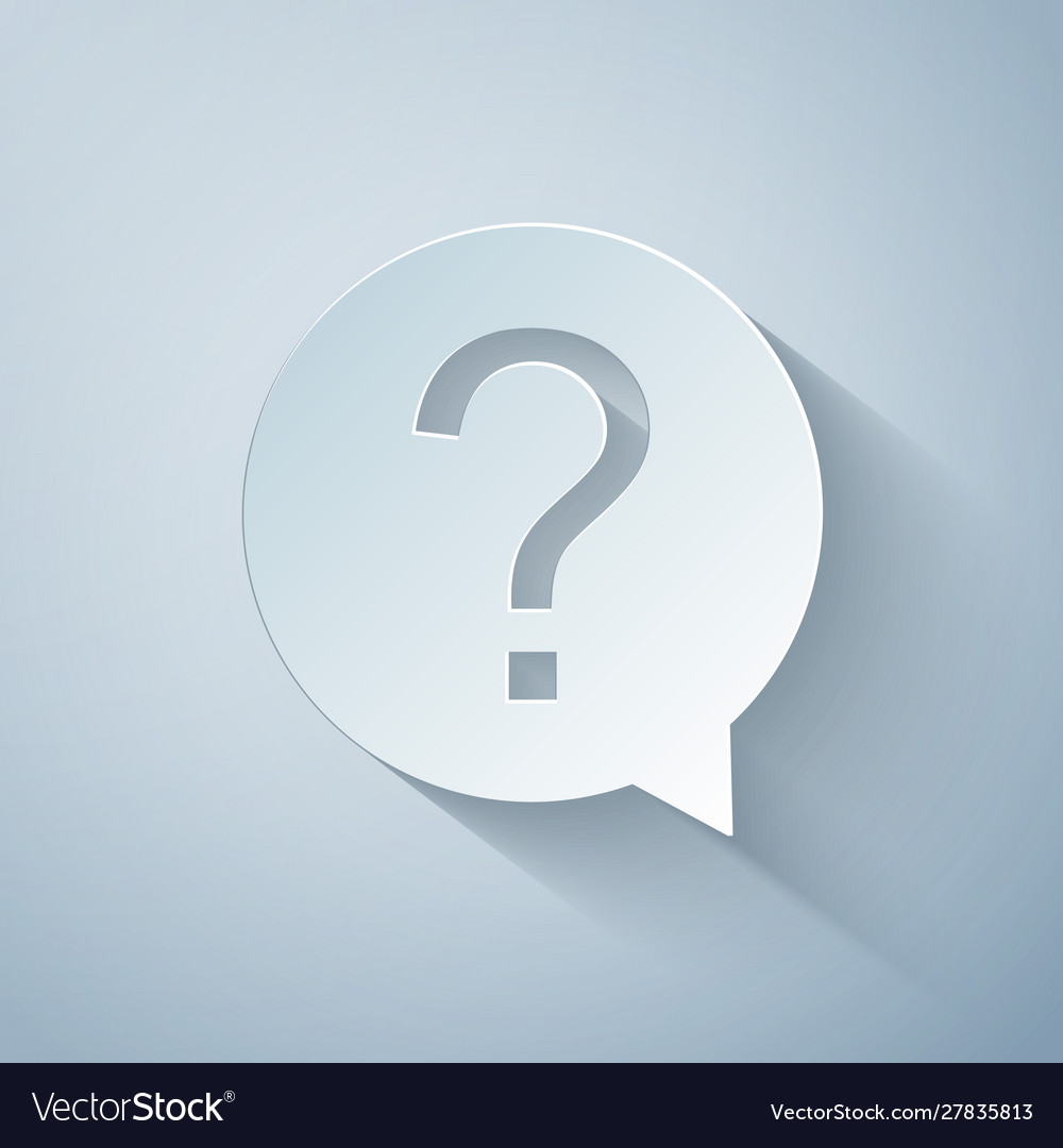 Paper cut question mark in circle icon isolated Vector Image