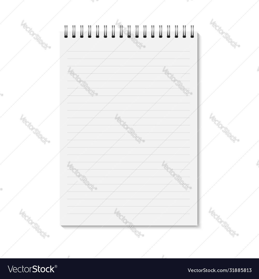 Realistic horizontal lined notebook Royalty Free Vector