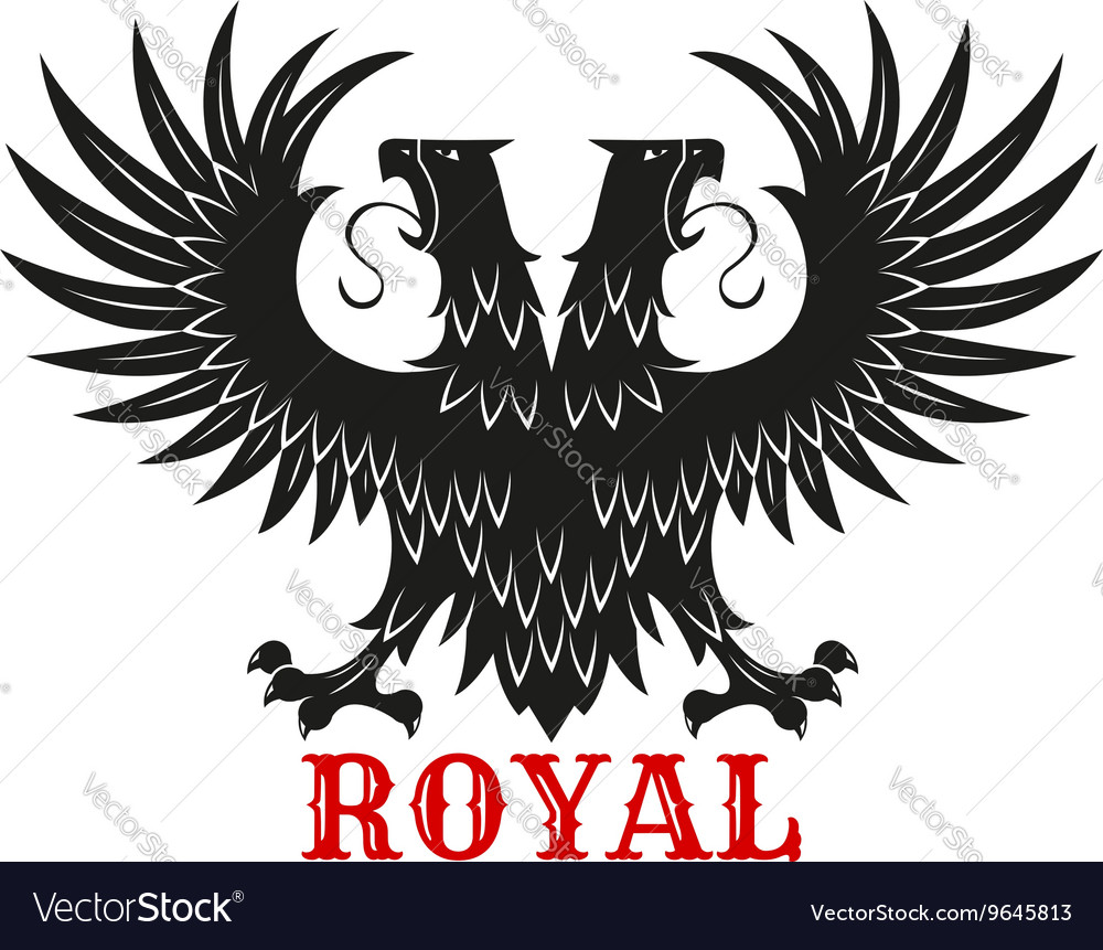 Royal double headed eagle black heraldic symbol Vector Image