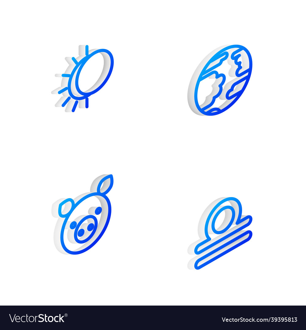 Set isometric line planet mercury eclipse