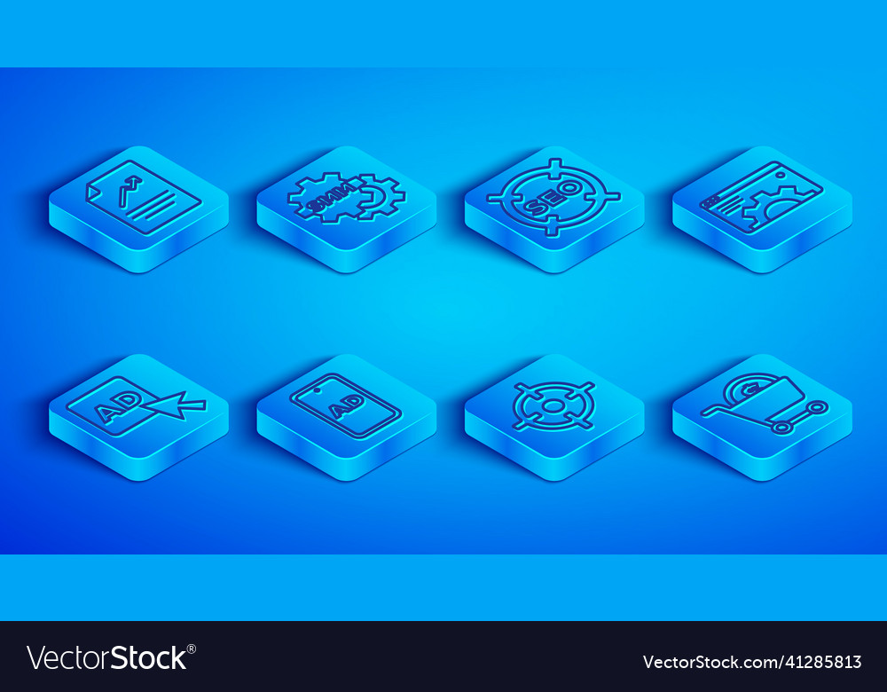 Set line document with graph chart social media