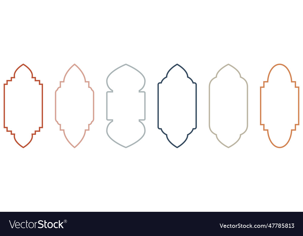 Set of outline islamic door and windows frames Vector Image