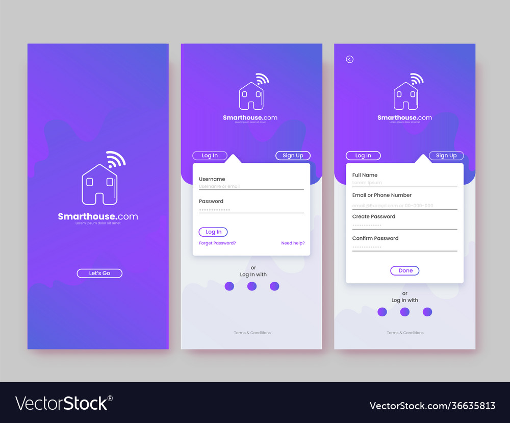 Set ui ux gui screens smart house or real