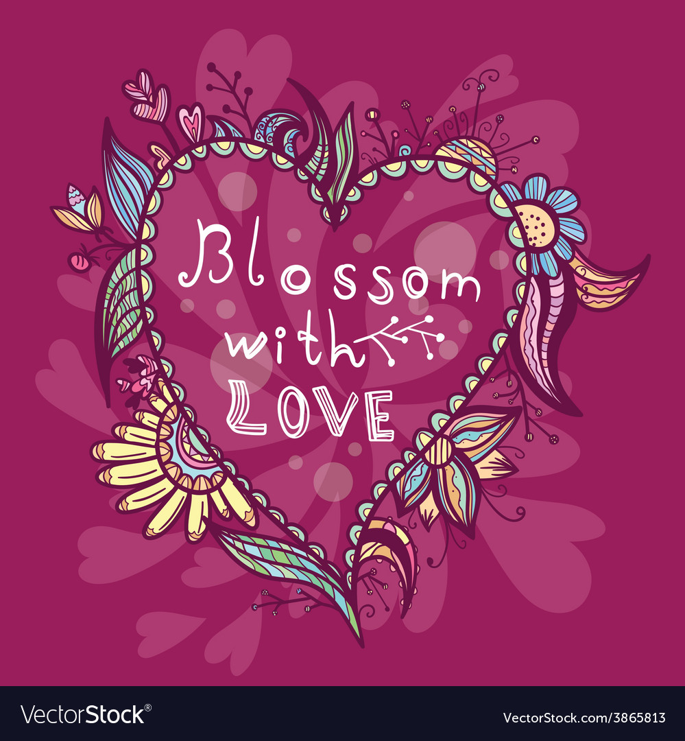 Spring card with heart shape