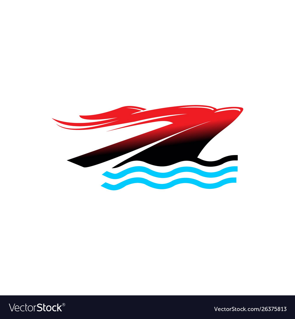 Water and a boat logo template Royalty Free Vector Image