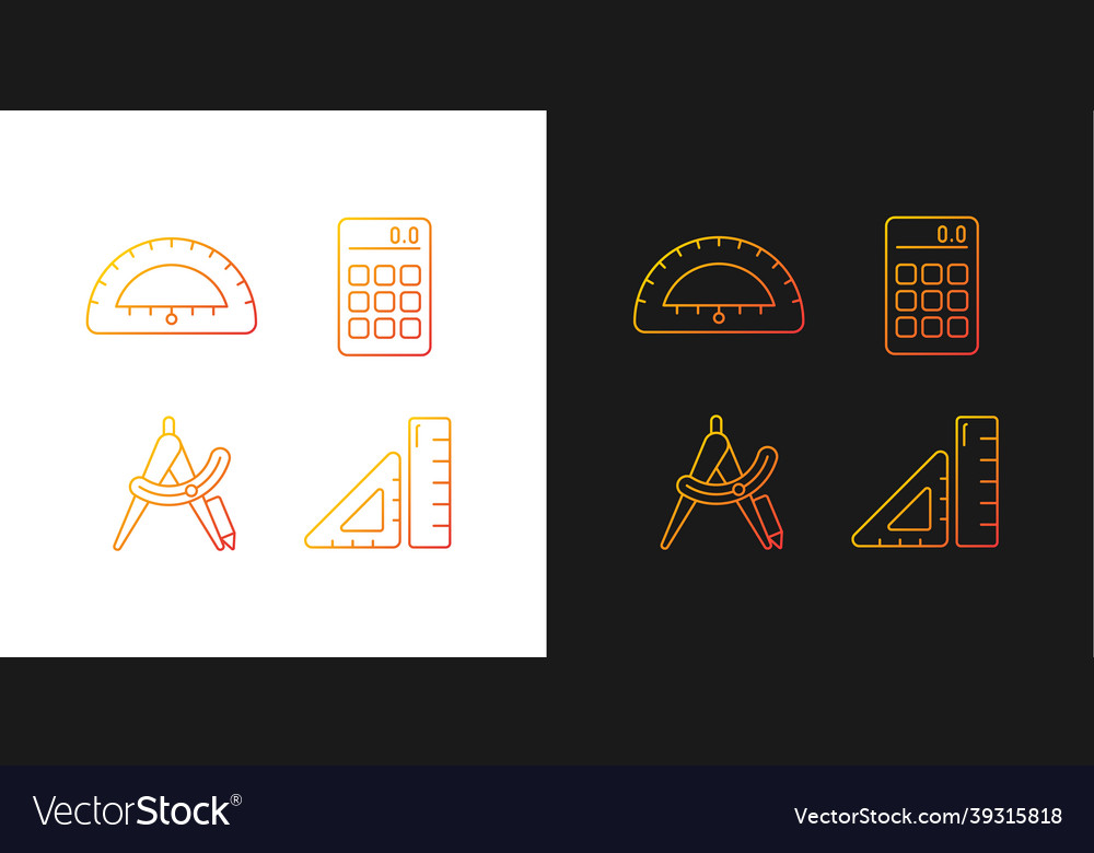 Architecture student tools gradient icons set Vector Image Architecture student tools gradient icons set