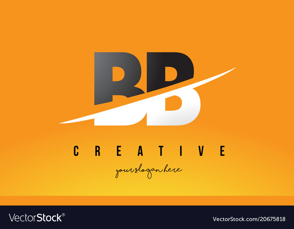 Bb B B Letter Modern Logo Design With Yellow Vector Image