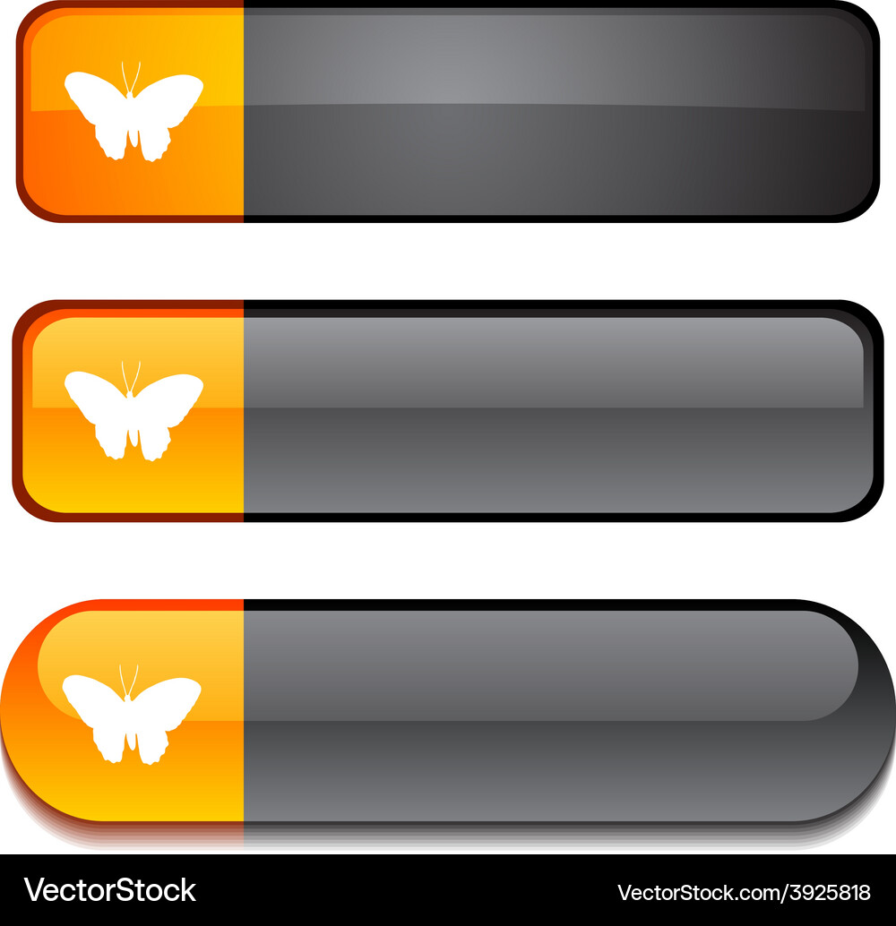 Butterfly button set Royalty Free Vector Image