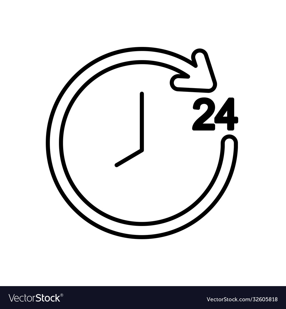 Clock with 24 hours arrow around line style