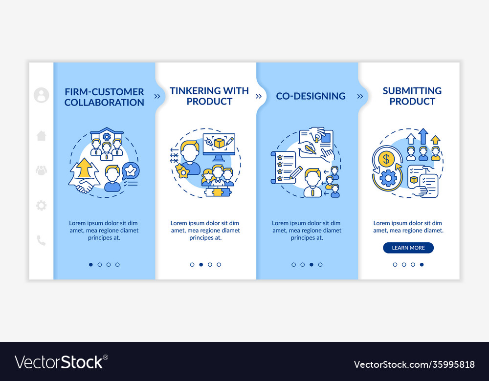 Collaborative creation types onboarding template Vector Image Collaborative creation types onboarding template