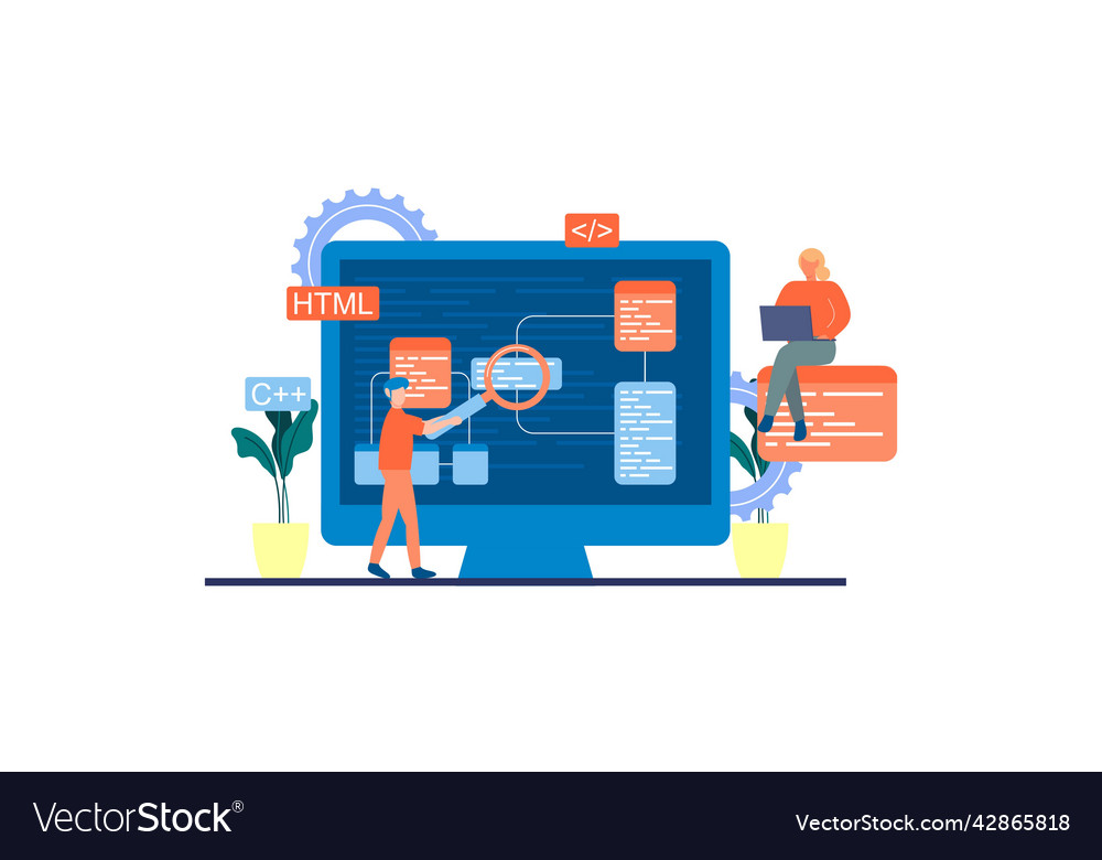 Developing programming and coding technologies vector image Developing programming and coding technologies