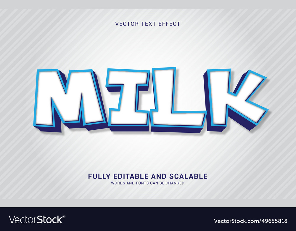 Editable text effect milk style Royalty Free Vector Image