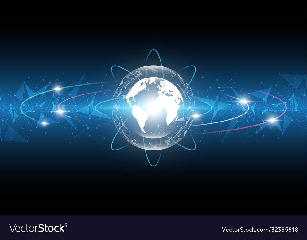 Global network connection world map abstract vector image Global network connection world map abstract