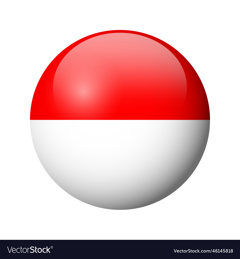 Glossy circle badge flag of indonesia vector image Glossy circle badge flag of indonesia