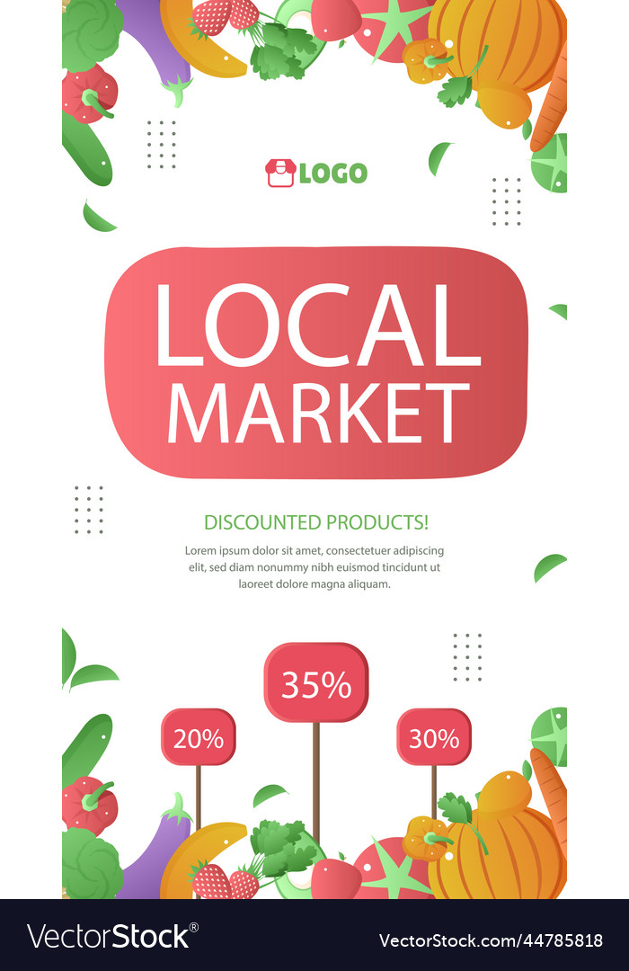 Gradient local market business post stories set vector image Gradient local market business post stories set